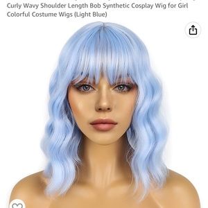 Light blue synthetic wig